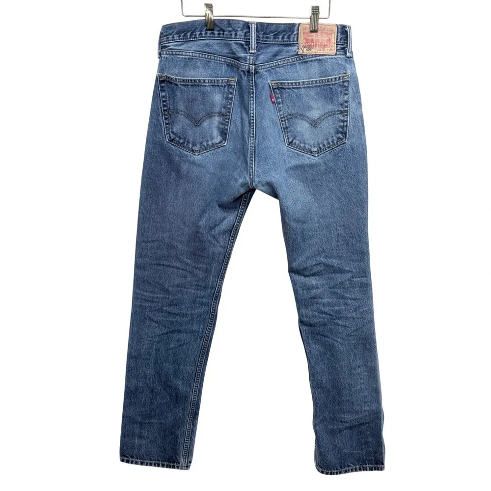 Levis 505 Regular Fit‎ Straight Leg Blue Denim Jeans Mens 33x36 Medium Wash